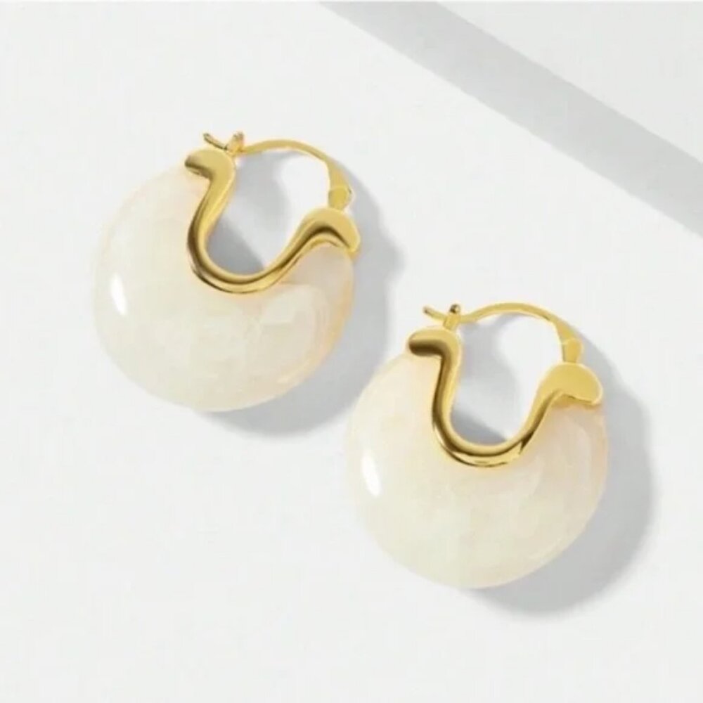 New! Anthropologie Gold Acrylic Huggie Earrings NWOT